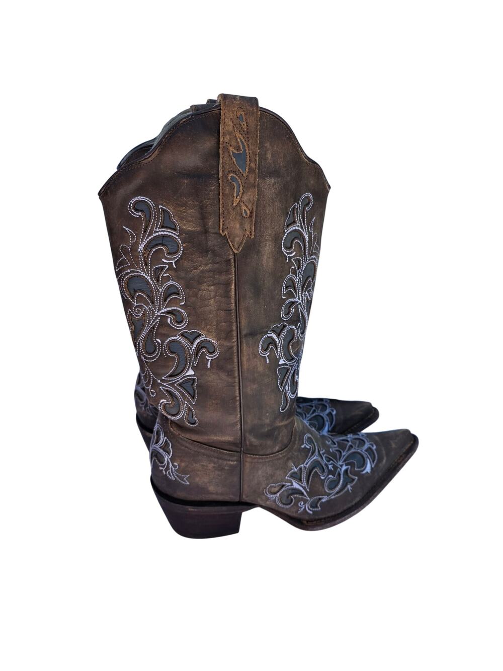J.B Dillon Western Embroidery Stitched Cowboy Boots Size 10B Style JBR7010